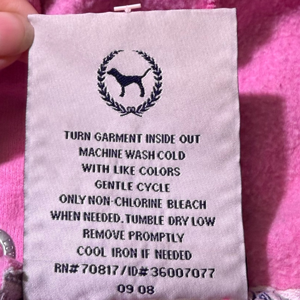 PINK Victoria's Secret Small Hoodie Graphic Sweatshirt White Peacesign Logo Y2K - Picture 15 of 15